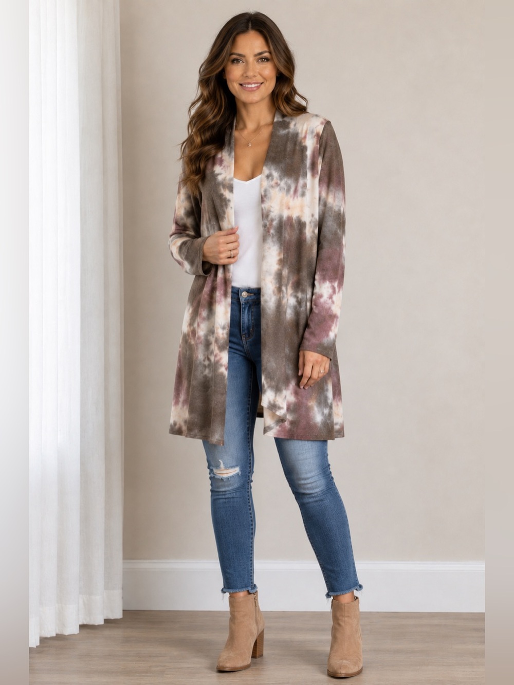 Tie dye long cardigan size small